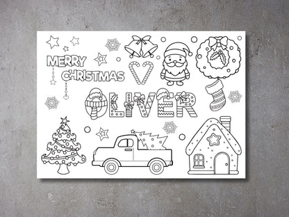 Personalized Christmas Coloring Page for Kids