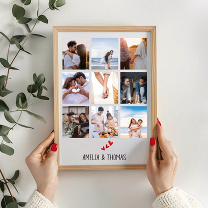 Personalized Photo Collage Print, Anniversary Gift, Custom Wall Art