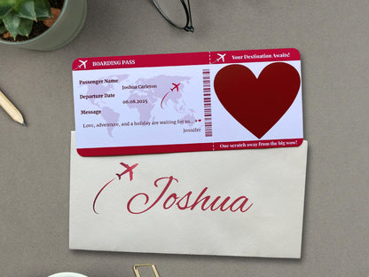 Personalised Scratch Off Boarding Pass Ticket, Scratch Reveal Holiday Gift