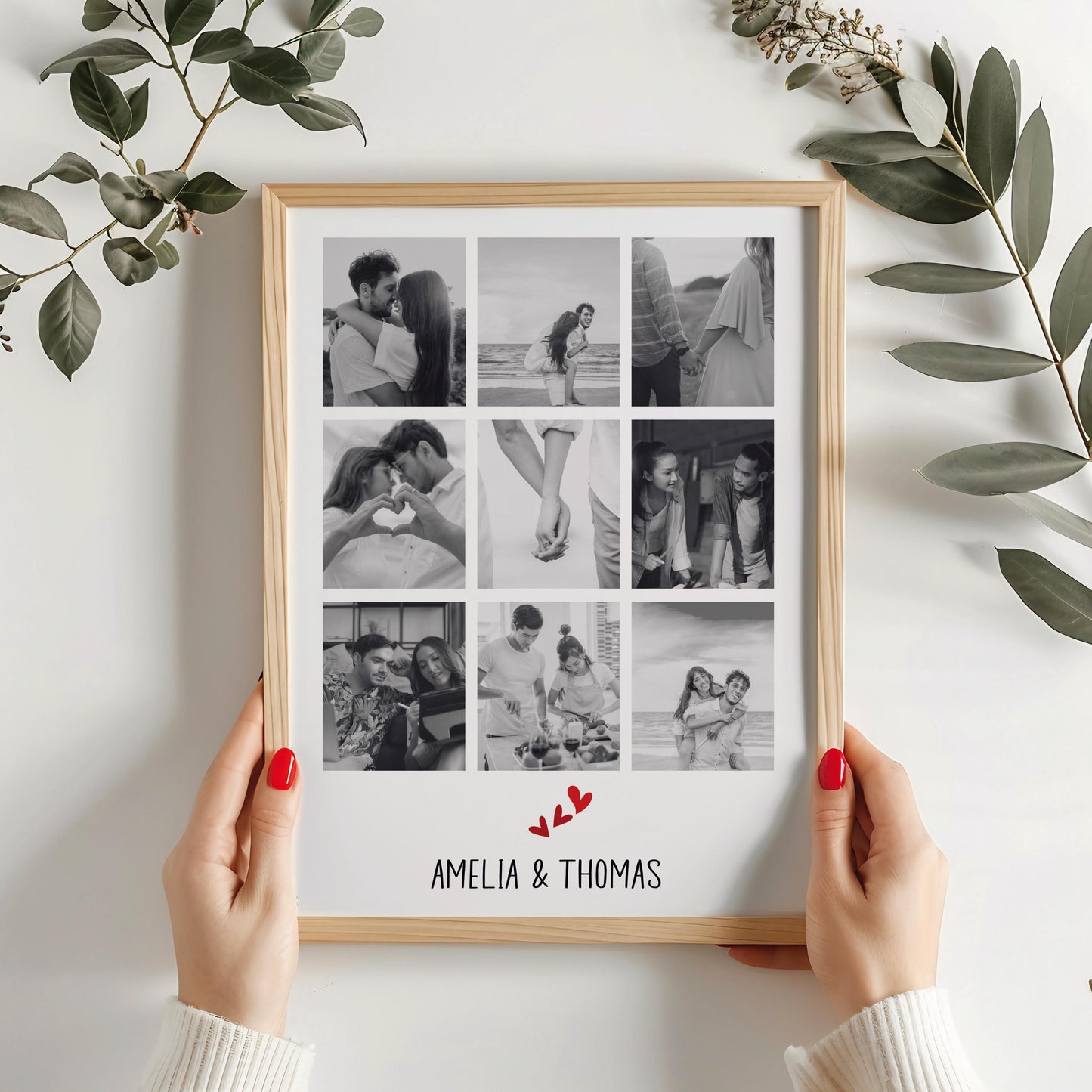 Personalized Photo Collage Print, Anniversary Gift, Custom Wall Art