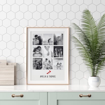 Personalized Photo Collage Print, Anniversary Gift, Custom Wall Art
