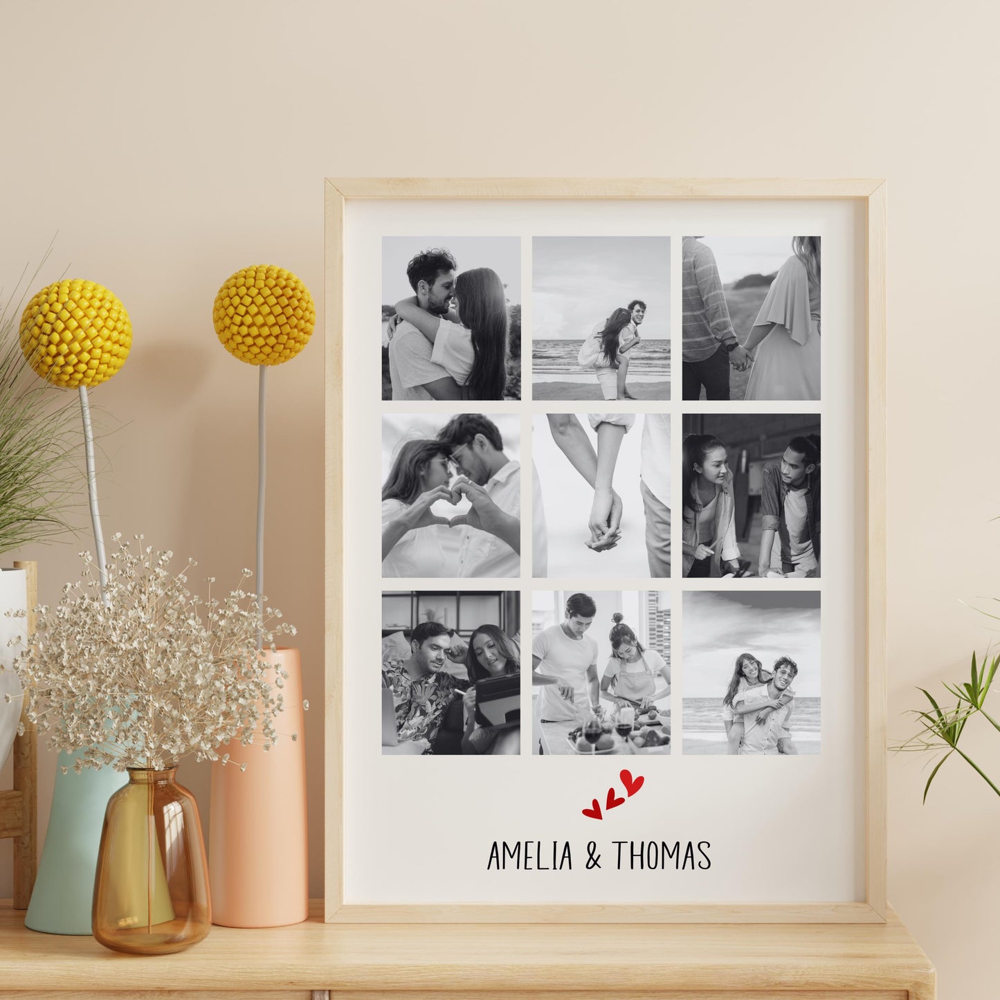 Personalized Photo Collage Print, Anniversary Gift, Custom Wall Art