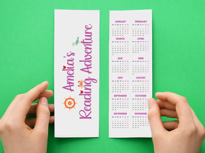 Personalized Bookmark with 2025 Calendar or Reading Tracker