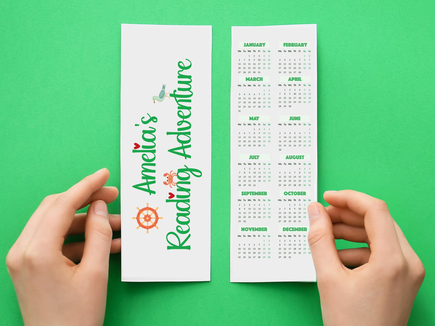 Personalized Bookmark with 2025 Calendar or Reading Tracker