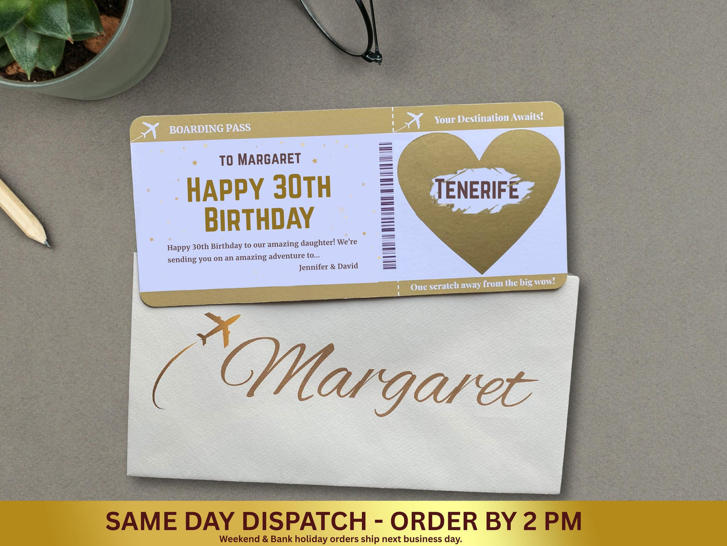 Personalised Scratch Reveal Birthday Boarding Pass Card