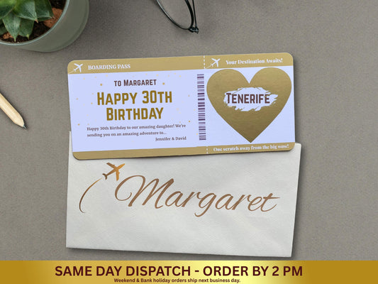 Personalised Scratch Reveal Birthday Boarding Pass Card