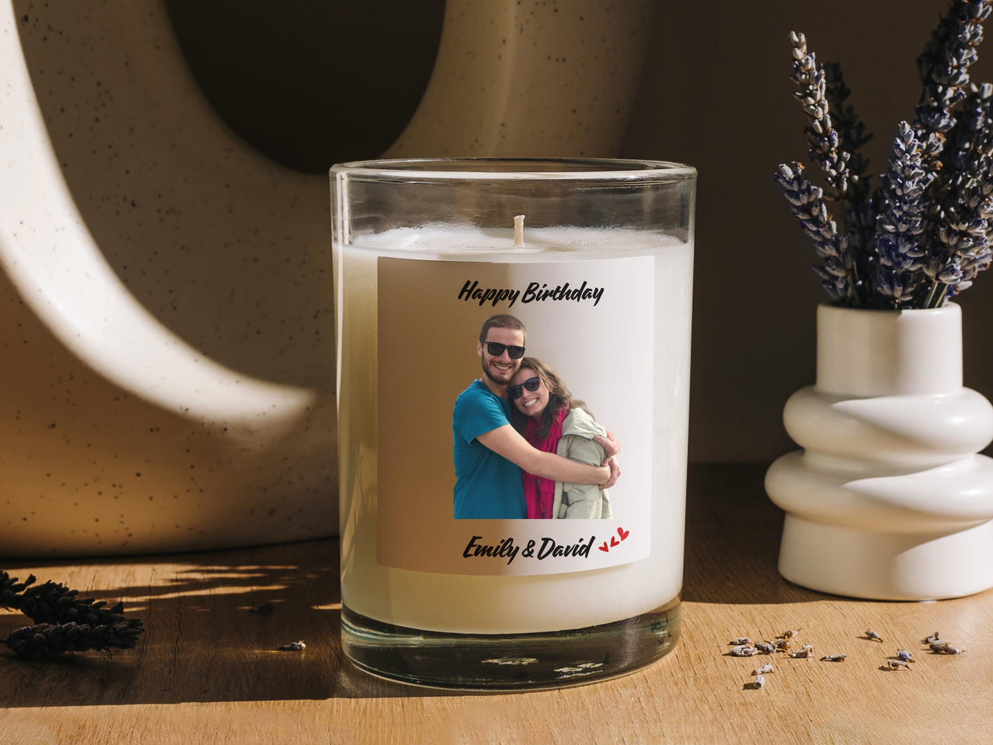 Personalized Photo Wine Label, Custom Candle Label Gift Set