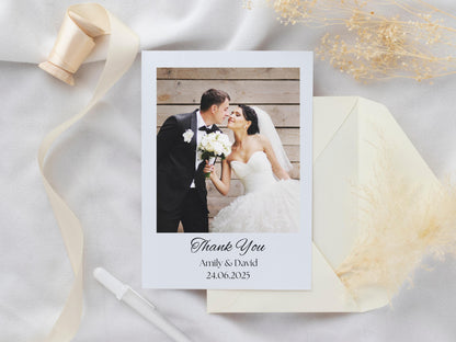 Personalized Wedding Photo Thank You Cards – Luxury Matte, Ivory Envelope