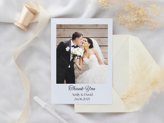 Personalized Wedding Photo Thank You Cards – Luxury Matte, Ivory Envelope