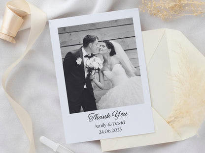 Personalized Wedding Photo Thank You Cards – Luxury Matte, Ivory Envelope