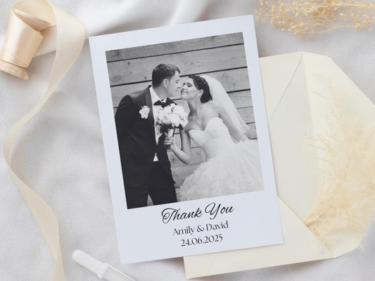 Personalized Wedding Photo Thank You Cards – Luxury Matte, Ivory Envelope