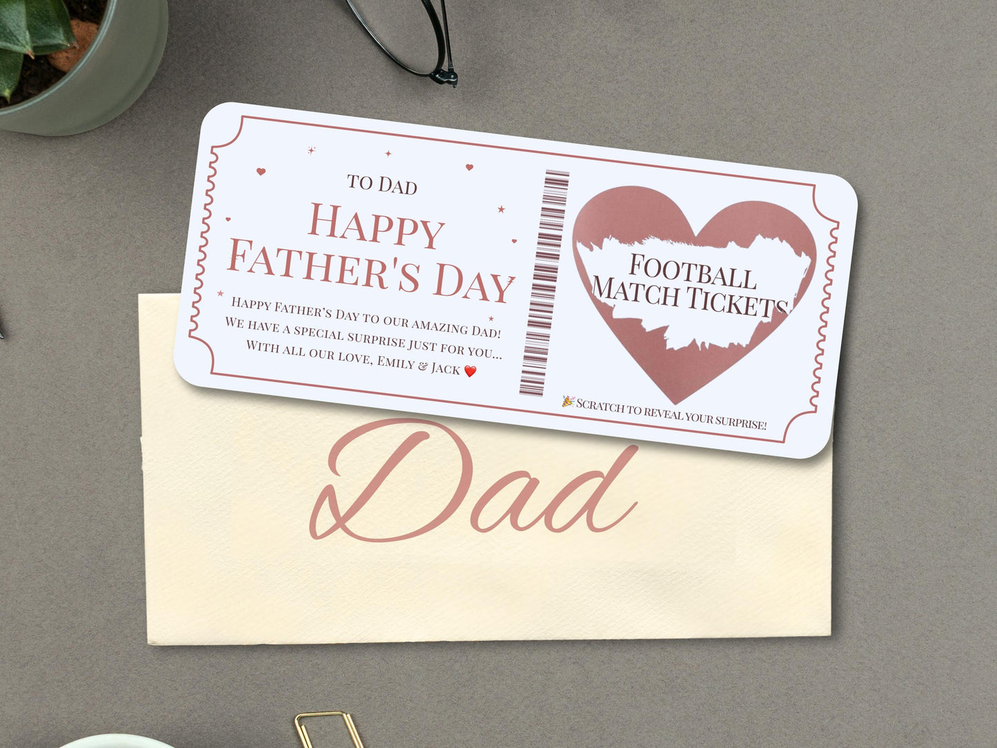 Personalized Father's Day Scratch Off Ticket, Surprise Trip Reveal