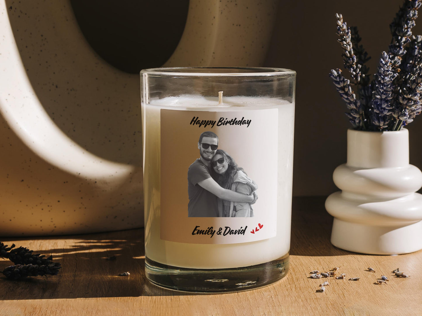 Personalized Photo Wine Label, Custom Candle Label Gift Set
