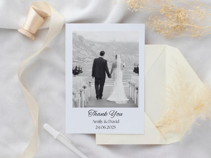 Personalized Wedding Photo Thank You Cards – Luxury Matte, Ivory Envelope