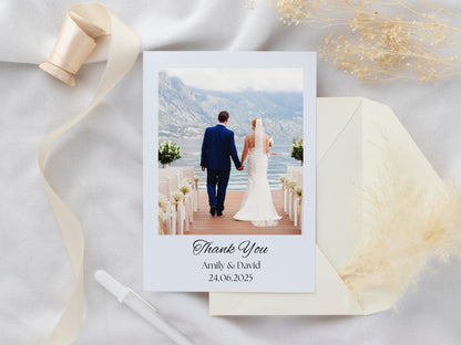 Personalized Wedding Photo Thank You Cards – Luxury Matte, Ivory Envelope