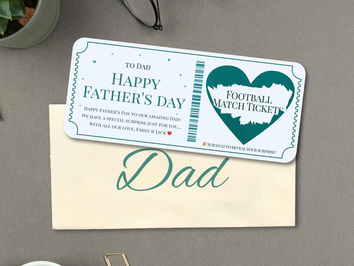 Personalized Father's Day Scratch Off Ticket, Surprise Trip Reveal