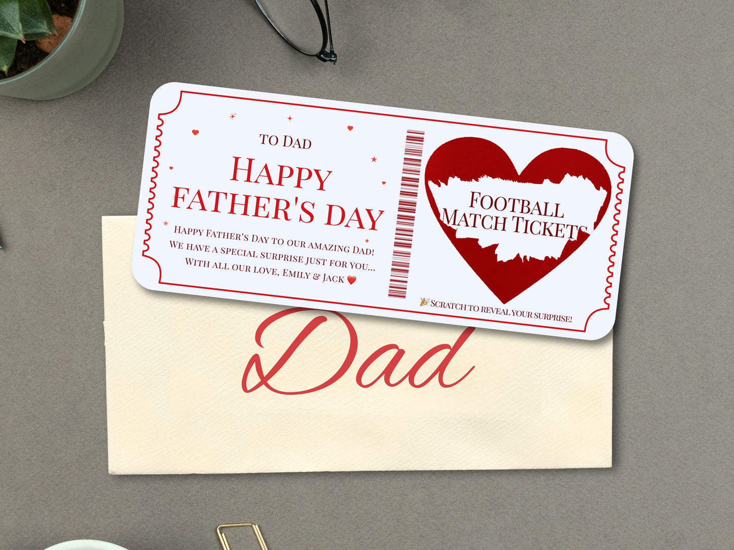 Personalized Father's Day Scratch Off Ticket, Surprise Trip Reveal