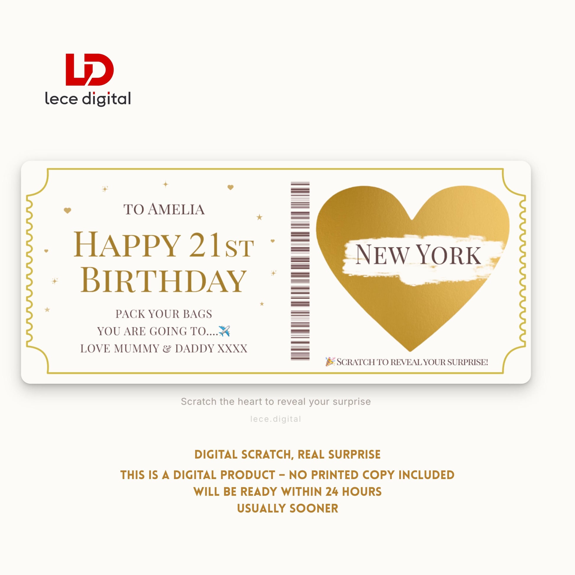 Personalised Digital Scratch Card, Surprise Trip Reveal (Digital Download)