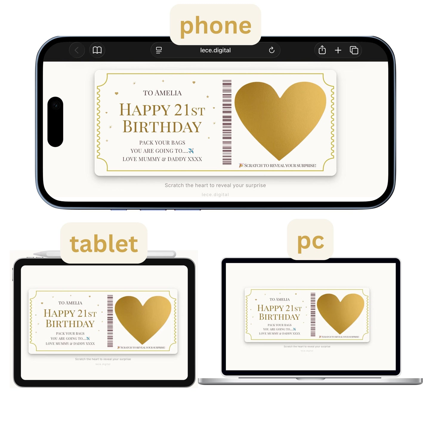Personalised Digital Scratch Card, Surprise Trip Reveal (Digital Download)