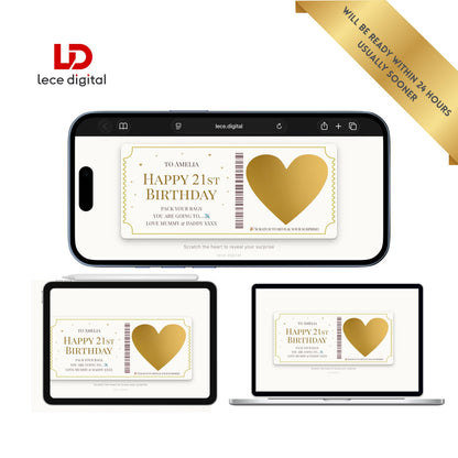 Personalised Digital Scratch Card, Surprise Trip Reveal (Digital Download)