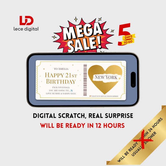 Personalised Digital Scratch Card, Surprise Trip Reveal (Digital Download)