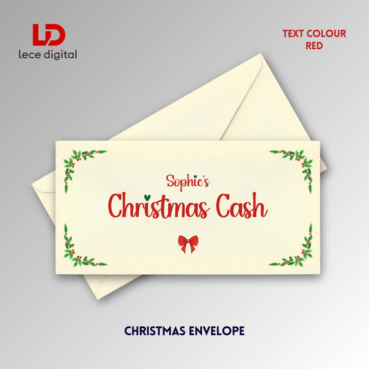 Personalised Christmas Cash Envelopes, Custom Name Money Wallets, DL Gift, Festive Gift Card Holder, Holiday Voucher Envelope