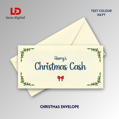 Personalised Christmas Cash Envelopes, Custom Name Money Wallets, DL Gift, Festive Gift Card Holder, Holiday Voucher Envelope, Bulk Packs
