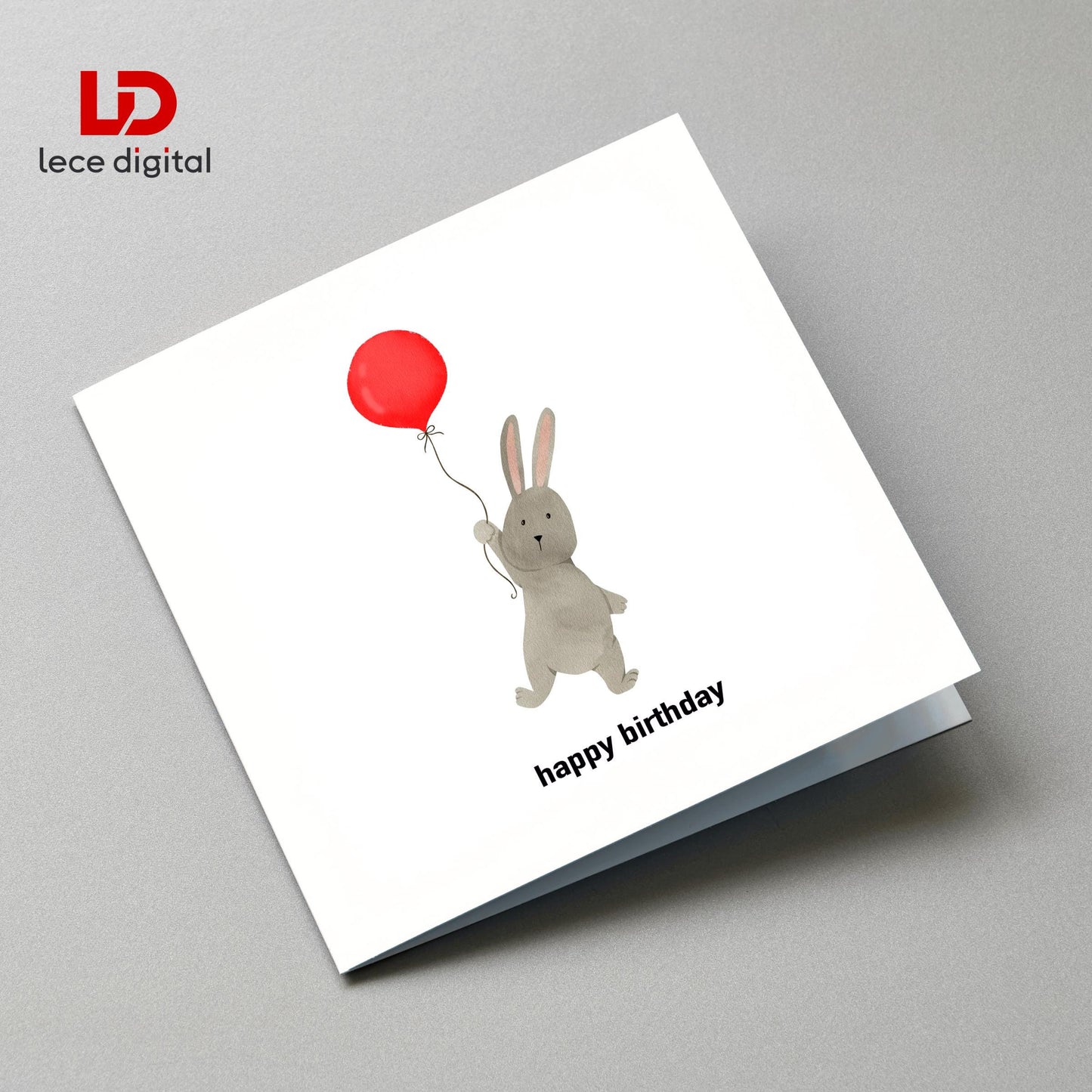 Rabbit Birthday Card, With Kraft Envelope & Gift Tags