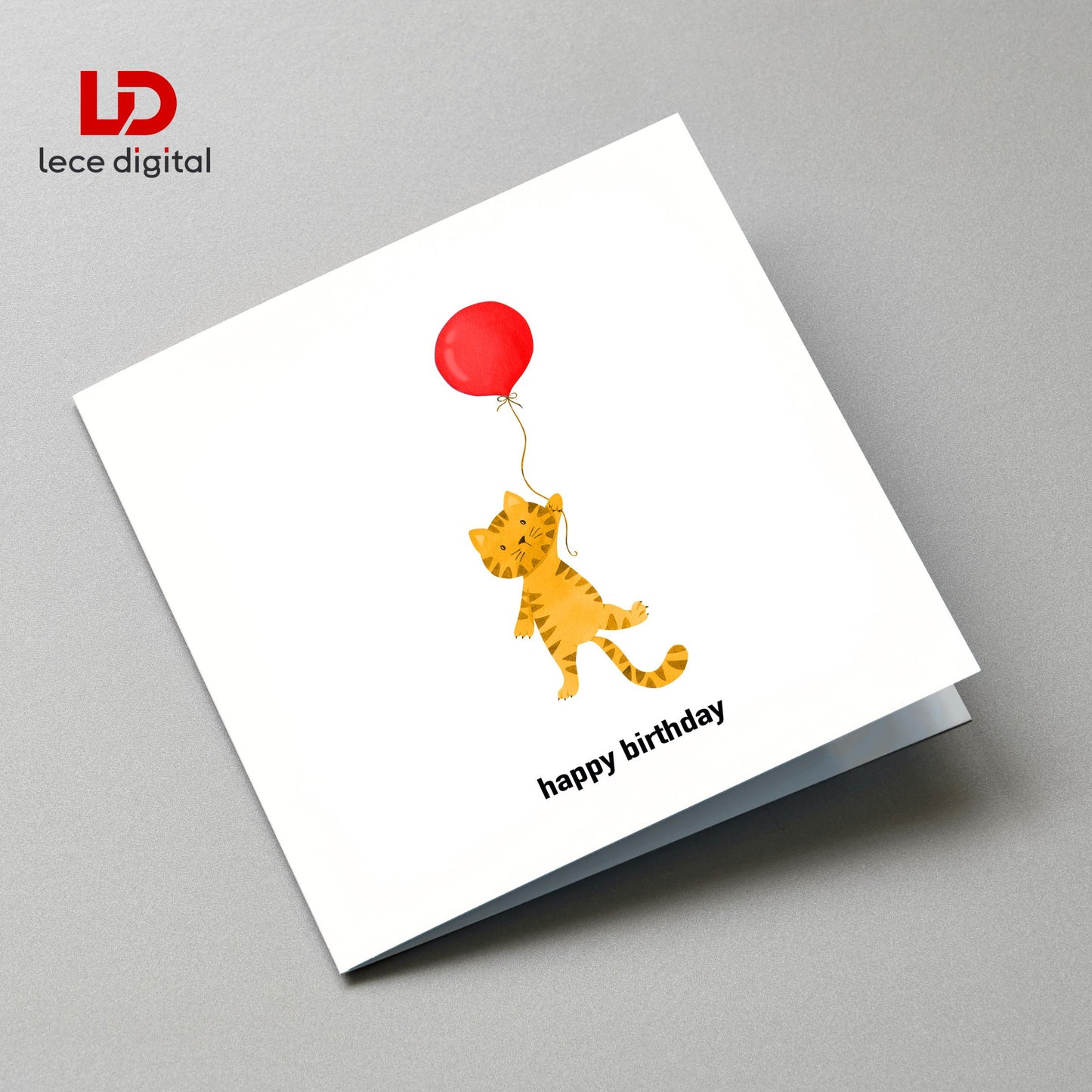 Cat Birthday Gift Card, With Kraft Envelope & Gift Tags