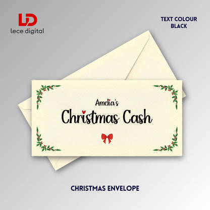 Personalised Christmas Cash Envelopes, Custom Name Money Wallets, DL Gift, Festive Gift Card Holder, Holiday Voucher Envelope, Bulk Packs