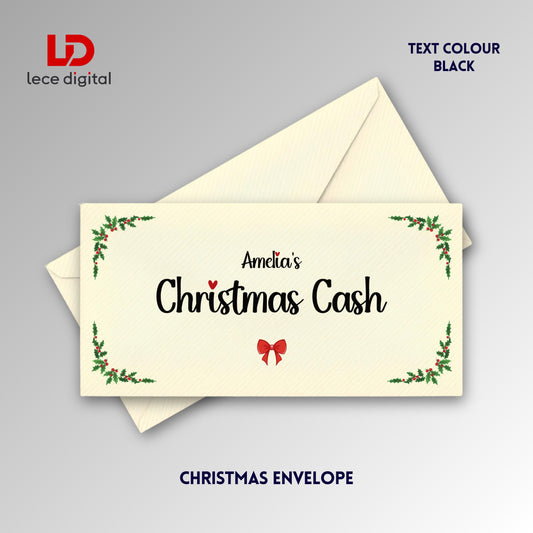 Personalised Christmas Cash Envelopes, Custom Name Money Wallets, DL Gift, Festive Gift Card Holder, Holiday Voucher Envelope