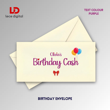 Personalised Birthday Cash Envelope, Birthday Gift Envelope