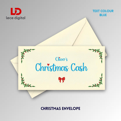 Personalised Christmas Cash Envelopes, Custom Name Money Wallets, DL Gift, Festive Gift Card Holder, Holiday Voucher Envelope, Bulk Packs