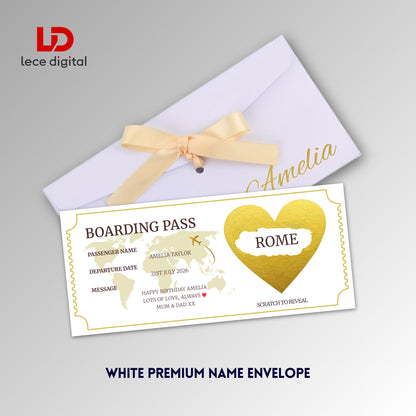 Personalised Boarding Pass, Scratch to Reveal Flight Ticket, Christmas Surprise Trip Reveal, Holiday Gift