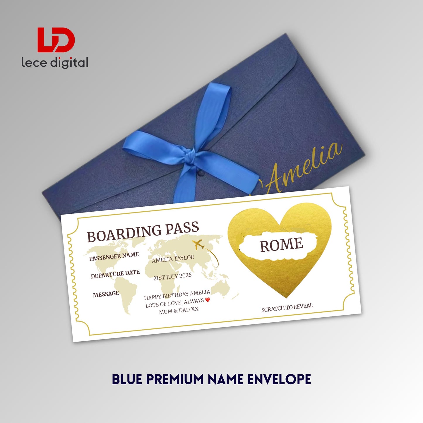 Personalised Boarding Pass, Scratch to Reveal Flight Ticket, Christmas Surprise Trip Reveal, Holiday Gift