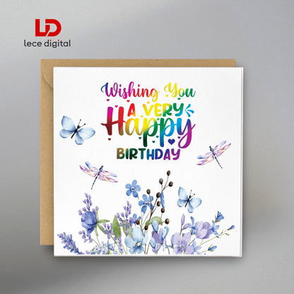 Wildflower Birthday Card – Handmade Foil Pressed Design, Bookmark & Gift Tag