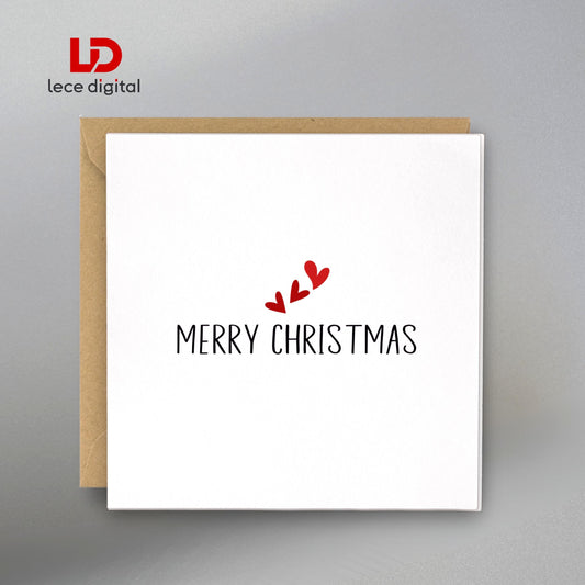 Romantic Merry Christmas Card, Grey Envelope and Gift Tags