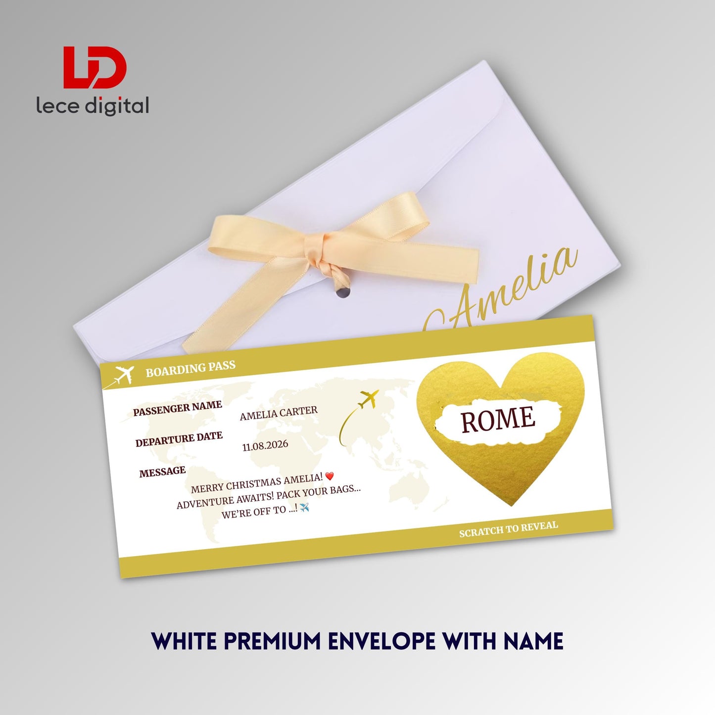 Personalised Scratch Off Boarding Pass, Surprise Trip Reveal, Custom Travel Ticket, Hen Party Gift