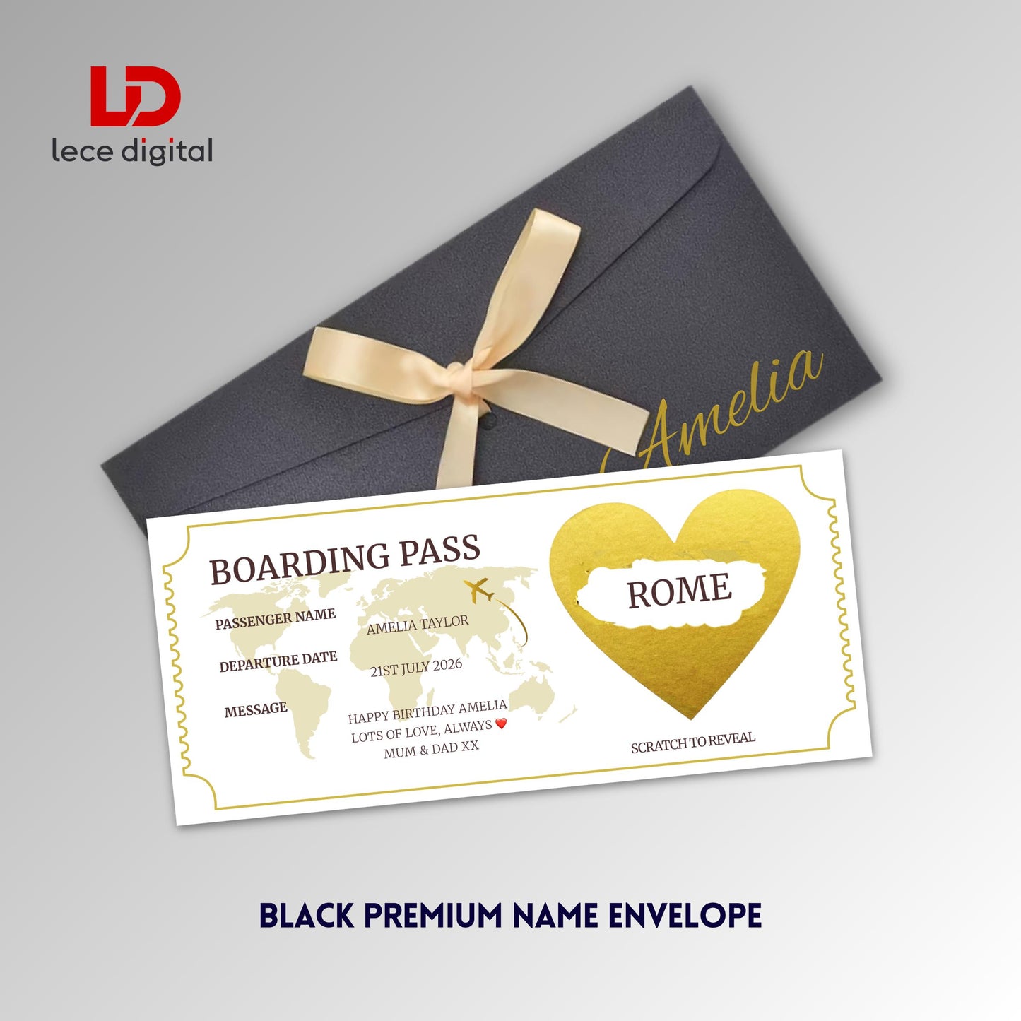 Personalised Boarding Pass, Scratch to Reveal Flight Ticket, Christmas Surprise Trip Reveal, Holiday Gift