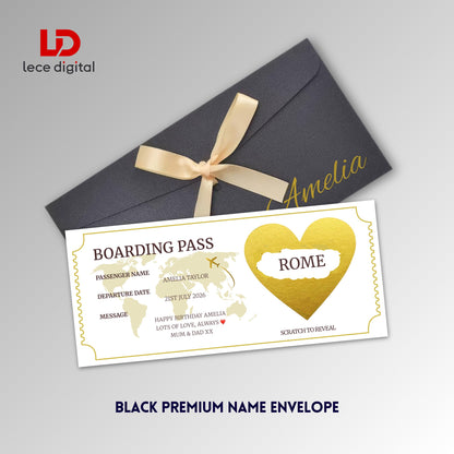 Personalised Boarding Pass, Scratch to Reveal Flight Ticket, Christmas Surprise Trip Reveal, Holiday Gift
