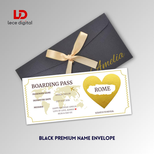 Personalised Boarding Pass, Scratch to Reveal Flight Ticket, Christmas Surprise Trip Reveal, Holiday Gift
