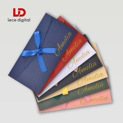 Personalised Money Envelope, Custom Name Cash Envelope, Wedding Cash Gift Envelope, Christmas Money Holder, Ribbon Envelope, Honeymoon Fund