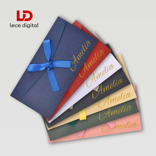 Personalised Money Envelope, Custom Name Cash Envelope, Wedding Cash Gift Envelope, Christmas Money Holder, Ribbon Envelope, 