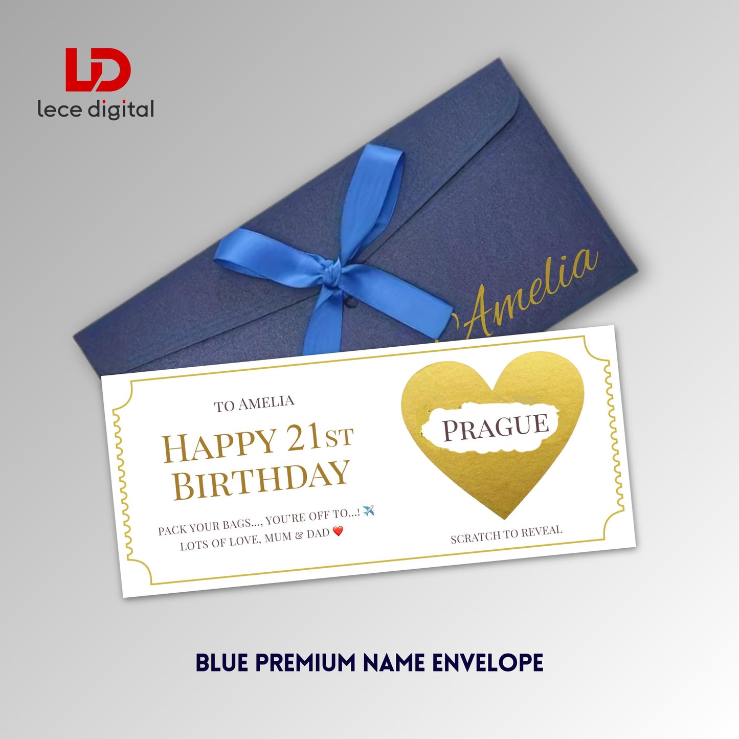 Personalised Scratch Off Birthday Ticket, Surprise Holiday Scratch Reveal Card