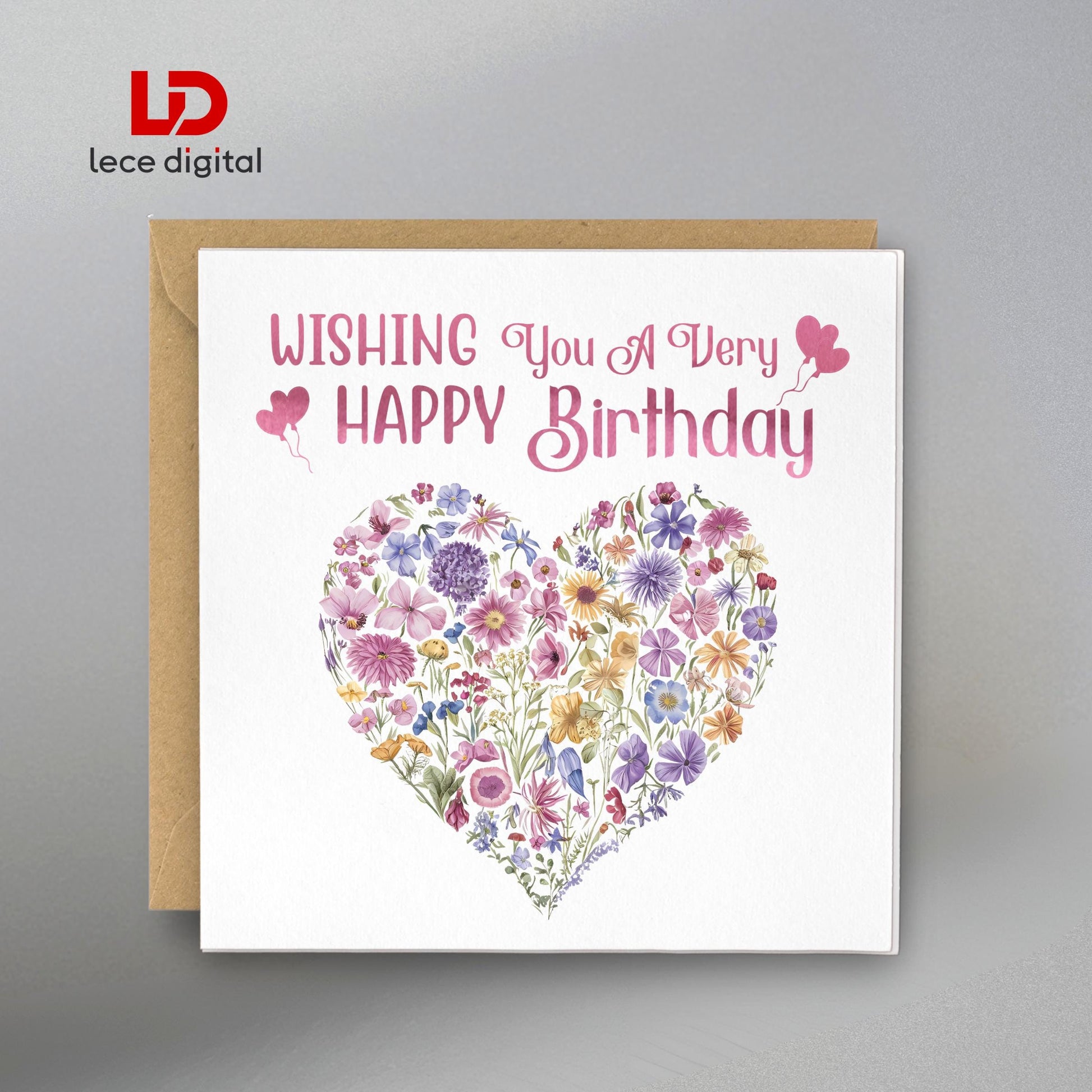 Wildflower Birthday Card – Handmade Foil Pressed Design, Bookmark & Gift Tag