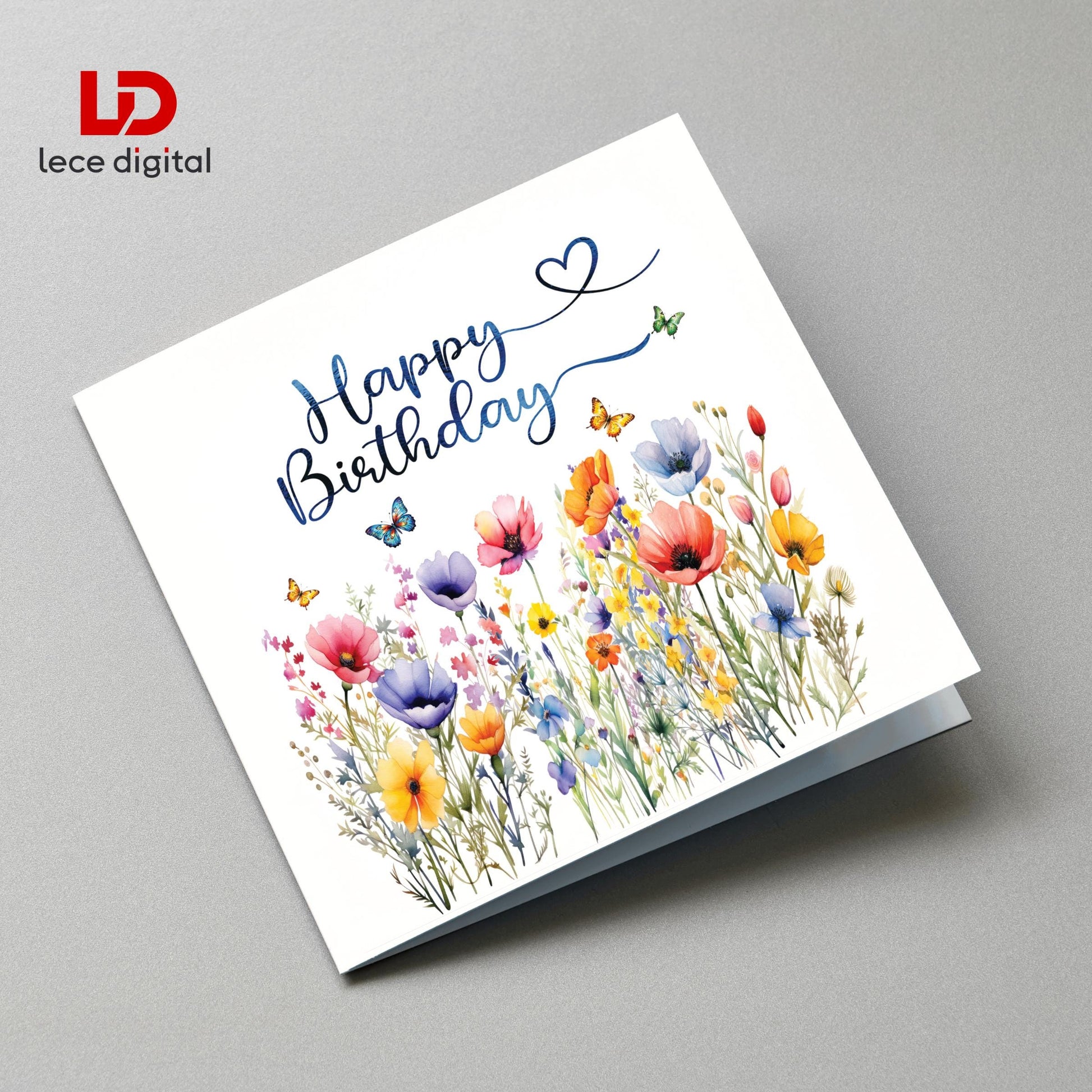 Wildflower Birthday Card – Handmade Foil Pressed Design, Bookmark & Gift Tag