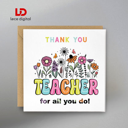 Thank You Teacher Card, Best Teacher, Teaching Assistant Gift, Head Teacher