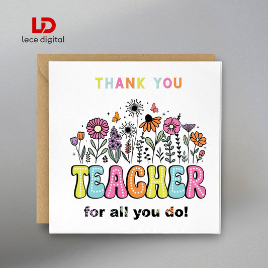 Thank You Teacher Card, Best Teacher, Teaching Assistant Gift, Head Teacher