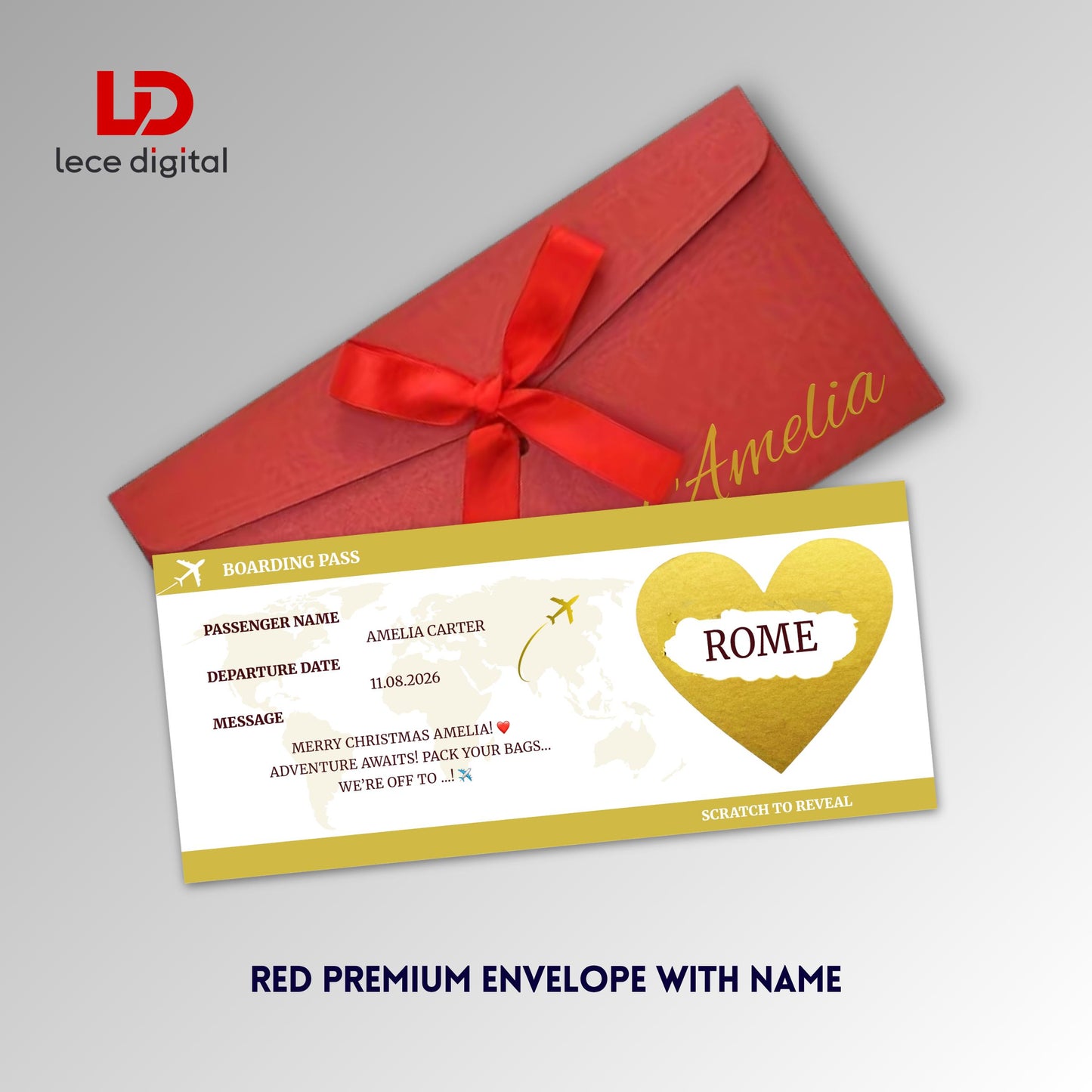 Personalised Scratch Off Boarding Pass, Surprise Trip Reveal, Custom Travel Ticket, Hen Party Gift