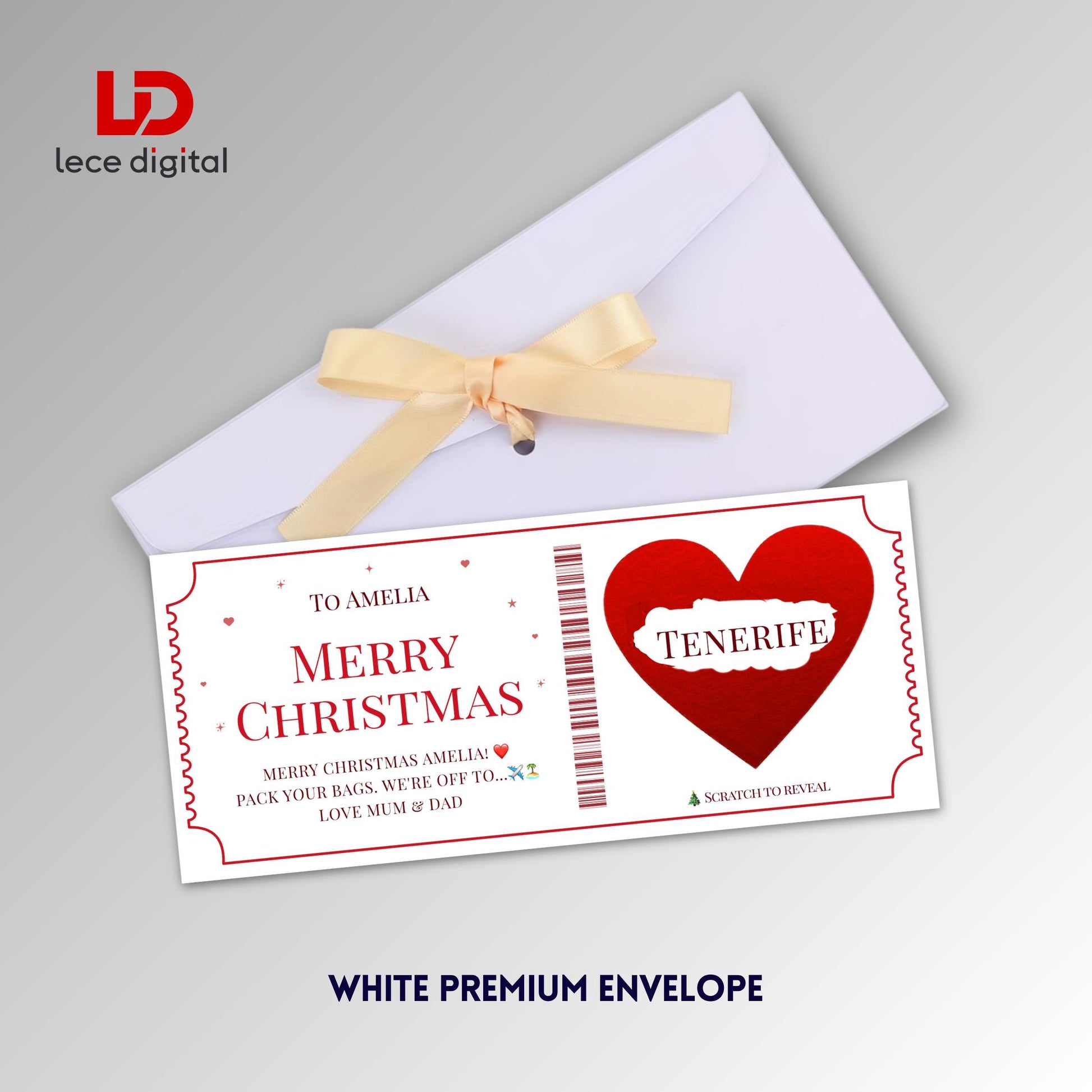 Personalised Christmas Scratch Card, Scratch to Reveal Holiday, Custom Travel Voucher, Xmas Gift – image 4